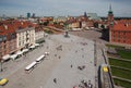 Aerial view of the Royal palace, Sigismund column, and the historical buildings in Warsaw