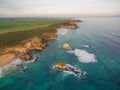 Aerial view of rugged coastline near Childers Cove, Australia Royalty Free Stock Photo