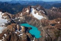 Aerial View of the Rugged Mountain with colorful glacier lake