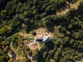 Aerial view of ruined medieval Halych Castle