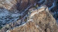 Ruined Poenari fortress in winter, Romania Royalty Free Stock Photo