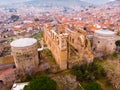 Aerial view of ruined temple of Pergamon Red Basilica, Bergama, Turkey