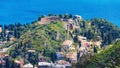 Aerial View Of Ruins Of Ancient Greek Theatre In Taormina, Sicily, Italy