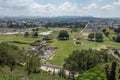 Aerial view of ruins of Cholula pyramid - Cholula, Puebla, Mexico Royalty Free Stock Photo