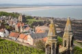 Aerial view ruin and graveyard Cathedral of St Andrews, Scotland