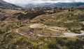 Aerial view of Ruins of the Inca fortress of Puka Pukara outside of Cusco, Peru Royalty Free Stock Photo