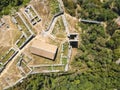 Aerial view of Ruins of medieval fortificated city of Cherven, Bulgaria