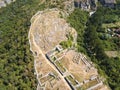 Aerial view of Ruins of medieval fortificated city of Cherven, Bulgaria