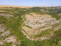 Aerial view of Ruins of medieval fortificated city of Cherven, Bulgaria