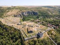 Aerial view of Ruins of medieval fortificated city of Cherven, Bulgaria