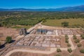 Aerial view of ruins of roman town Caparra in Spain.