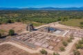 Aerial view of ruins of roman town Caparra in Spain.