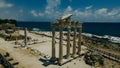 aerial view of Ruins of the Temple of Apollo in Side in a beautiful summer day, Antalya, Turkey Royalty Free Stock Photo