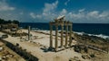 aerial view of Ruins of the Temple of Apollo in Side in a beautiful summer day, Antalya, Turkey Royalty Free Stock Photo