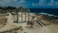 aerial view of Ruins of the Temple of Apollo in Side in a beautiful summer day, Antalya, Turkey Royalty Free Stock Photo