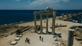 aerial view of Ruins of the Temple of Apollo in Side in a beautiful summer day, Antalya, Turkey Royalty Free Stock Photo