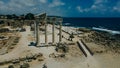 aerial view of Ruins of the Temple of Apollo in Side in a beautiful summer day, Antalya, Turkey Royalty Free Stock Photo