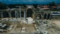 aerial view of Ruins of the Temple of Apollo in Side in a beautiful summer day, Antalya, Turkey Royalty Free Stock Photo
