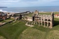 Aerial view of the ruins of Whitby Abbey in North Yorkshire