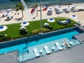 An aerial view of the Rum Point pool at the Rum Point Residences Royalty Free Stock Photo