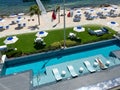 An aerial view of the Rum Point pool at the Rum Point Residences Royalty Free Stock Photo