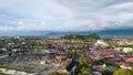 Aerial view of Rumah Gadang, Minangkabau Traditional House in padang, West Sumatra Indonesia. Padang, Indonesia, January 29, 2023