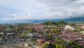 Aerial view of Rumah Gadang, Minangkabau Traditional House in padang, West Sumatra Indonesia. Padang, Indonesia, January 29, 2023