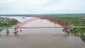 Aerial view of Rumpiang Bridge over the Barito River in South Kalimantan Royalty Free Stock Photo