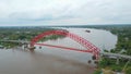 Aerial view of Rumpiang Bridge over the Barito River in South Kalimantan Royalty Free Stock Photo