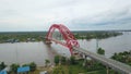 Aerial view of Rumpiang Bridge over the Barito River in South Kalimantan