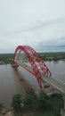 Aerial view of Rumpiang Bridge over the Barito River in South Kalimantan Royalty Free Stock Photo