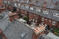 Aerial view of run down terraced homes in the North of England