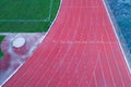 Aerial view of Running track in stadium Royalty Free Stock Photo