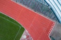 Aerial view of Running track start line with number in top view Royalty Free Stock Photo