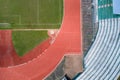 Aerial view of Running track start line with number in top view Royalty Free Stock Photo