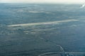 Aerial view of Runway, Taxiway and airport building of Juan Gualberto GÃ³mez Airport Varadero Airport Royalty Free Stock Photo