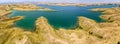 Aerial view of rural and agricultural areas south of Lokman in the province of Adiyaman, Turkey. Inlets on the Euphrates river Royalty Free Stock Photo