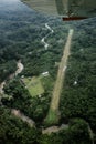 Aerial view of rural airstrip in the Amazon