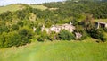 Aerial view of a rural building in ruins Royalty Free Stock Photo