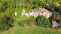 Aerial view of a rural building in ruins Royalty Free Stock Photo