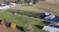 Aerial View of Rural Community Gathering having an Amish wedding Royalty Free Stock Photo
