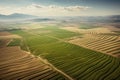 Aerial view rural farm land. Generate Ai