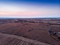 Aerial view of a rural field in the morning Royalty Free Stock Photo