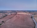 Aerial view of a rural field in Sicily at early sunrise Royalty Free Stock Photo