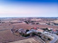 Aerial view of a rural field in Sicily at early sunrise Royalty Free Stock Photo