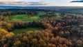 Aerial view of a rural golf course in the late afternoon sunshine Royalty Free Stock Photo