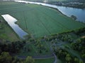 Aerial view of rural landscape with trees, shrubs, and water: Millbank, Queensland, Australia Royalty Free Stock Photo