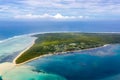 Aerial view of rural Uiha Island near Lifuka, the Haapai Group, Ha'apai, Ha'apai islands, Kingdom of Tonga, Polynesia,