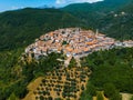Aerial view of rural village of Capradosso in central Italy Offeio, Petrella Salto, Rieti, Italy Strada Regionale 578 Cicolana