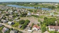 Aerial view Russian small town. Belarus. Voronovo. Royalty Free Stock Photo